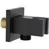 DOTTOR BAGNO SHOP Presa Acqua Doccia Quadrata con Supporto Doccetta Integrato in Ottone Cromato - Attacco Universale G1/2 - Uscita Acqua a Parete per Bagno Moderno (Nero Opaco)