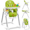 KIDIZ® 3 in 1 Seggiolone Seggiolone per bambini con barra dei giochi, Lettino per bambini, Seggiolone combinato Seggiolone per bambini, Schienale regolabile in 7 diverse altezze, verde