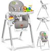 KIDIZ® 3 in 1 Seggiolone Seggiolone per bambini con barra dei giochi, Lettino per bambini, Seggiolone combinato Seggiolone per bambini, Schienale regolabile in 7 diverse altezze, grigio chiaro
