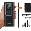 EBOSSOM Compressore Aria Portatile, Mini Compressore Portatile 150PSI, Gonfiatore Elettrico a Batteria 6000mAh e 12V DC, Accessori per Auto, Moto, Bici, Pompa Elettrica con Luce LED e Arresto Automatico
