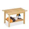 Relaxdays Sgabello da Bagno in bambù, Mobiletto Ripiano, Alzatina, Pouf, in Legno, HxLxP: 45 x 75 x 40,5 cm, Marrone