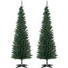 HOMCOM Set 2 Alberi di Natale Artificiali Slim Ø55x180 cm in Plastica e Metallo con 390 Rami, Verde | Aosom Italy