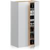 duehome | Eitan, scarpiera a 2 porte, armadio scarpiera, finitura bianca Artik e rovere Nodi, dimensioni: 56,5 cm (lunghezza) x 102 cm (altezza) x 35 cm (profondità)