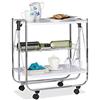Relaxdays Carrello da Cucina Portavivande con Cestello, Pieghevole, 4 Ruote, Bianco, HxLxP 68,5 x 68 x 40,5 cm