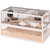 Ferplast Gabbia per Criceti DOMSTER, 3 Piani, con Accessori, Piattaforme e Scalette, Metallo Verniciato e Legno FSC, Base Trasparente, 100 x 50 x h 61 cm