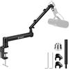 CAHAYA Braccio Microfono Regolabile Low-Profile Streaming Podcast | Supporta 2,5 kg, Prolunga 3,5, Gestione Cavi, Compatibile con Shure SM7B, Blue Yeti, FIFINE AM8, K669B, HyperX QuadCast