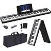 OYAYO Piano Digitale a 88 Tasti Pieghevole, pianoforte Supporta Bluetooth MIDI, Tasti a Metà Ponderati, Tastiera con Bluetooth, Pianoforte per bambini, adulti, regalo di compleanno PJ88CB