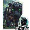 JIANGENNF Puzzle da 1000 pezzi per adulti, caccia al giaguaro nero, decorazione da parete, interazione genitore-figlio, ideale come regalo 38x26cm