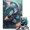 JIANGENNF Puzzle da 1000 pezzi per adulti con carpe koi nere e ninfee, gioco rompicapo, assemblaggio di modelli, per rafforzare l'amore tra le coppie 38x26cm