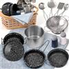 Veitch fairytales Set Pentole Giocattolo e Cucina Accessori per Bambini, Pentoline Giocattoli e Utensili Cucina per Bambina Pentolini Gioco Bambino 3 4 5 6 7 8 anni (Nuovo Nero)