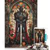 JIANGENNF Puzzle per adulti da 1000 pezzi, Cavaliere Nero in vetro colorato, giocattolo educativo, taglio di precisione, per rafforzare il legame di coppia 38x52cm