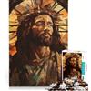 JIANGENNF Puzzle per adulti da 1000 pezzi con poster di Gesù Cristo nero, decorazione murale, sfida impegnativa da completare, compleanni e altre occasioni 50x75cm