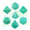 QUTHZZHY Set di 7 dadi da gioco DND Dice per Dungeon e Dragon, per D&D, giochi di ruolo, Pathfinder, giochi da tavolo (stella verde con scritta dorata)