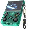 Generic R36xx - Console di gioco portatile retrò, schermo da 3,5, controller di gioco viola trasparente con WiFi, controlli stile arcade (verde trasparente)