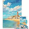 JIANGENNF Puzzle da 1000 pezzi per adulti, Cadice, Spagna, giocattolo fai da te, gara di velocità manuale, con pezzi di forma casuale completamente ad incastro 38x26cm