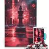 JIANGENNF Puzzle da 1000 pezzi per adulti con re nero degli scacchi, gioco educativo, attività divertenti da fare a casa, lista dei desideri con Babbo Natale 38x26cm