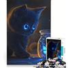 JIANGENNF Puzzle da 1000 pezzi per adulti con gattino nero e farfalla luminosa, gioco rompicapo, attività per tutta la famiglia, compleanno e Natale 50x75cm
