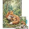 JIANGENNF Puzzle per adulti da 1000 pezzi volpe madre con cucciolo antistress da assemblare compleanno e Natale 38x26cm