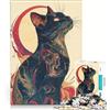 JIANGENNF Puzzle per adulti da 1000 pezzi con un simpatico gatto giapponese nero, giocattolo fai-da-te, migliora la memoria, ideale come regalo per tutta la famiglia 38x52cm