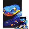 JIANGENNF Puzzle per adulti da 1000 pezzi raffigurante una mamma serpente in primo piano nei colori blu indaco e giallo decorazione da parete divertimento in casa per rafforzare il legame di coppia 50x75cm