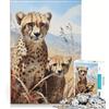 JIANGENNF Puzzle da 1000 pezzi per adulti con la mamma ghepardo gioco interattivo attività divertenti da fare a casa ideale come regalo per tutta la famiglia 38x26cm