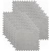 LUPATDY 12 tappetini impilabili in schiuma, 30 x 30 cm, con peluche, per soggiorno, camera da letto, puzzle, piastrelle da pavimento in schiuma a incastro, colore grigio