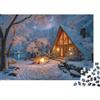 HMMIQAUCRXYN Capanna nella neve invernale Puzzle 1000 Pezzi Carta per Adulti Scena notturna accogliente Puzzle per Famiglia Relax Concentrazione Decorazione Regalo 38x26cm/1000pcs