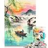 JIANGENNF Puzzle da 1000 pezzi per adulti, rilassante tramonto sul fiume, gioco educativo, difficile e stimolante, collezione d'artista, belle arti 38x26cm