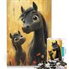 JIANGENNF Puzzle per adulti da 1000 pezzi raffigurante una mamma cavallo con il suo puledro gioco educativo per divertimento in famiglia collezione d'artista belle arti 50x75cm