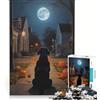 JIANGENNF Puzzle da 1000 pezzi per adulti, tema Halloween, strada notturna, gioco rompicapo, divertente antistress, per rafforzare l'amore tra le coppie 38x52cm