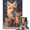 JIANGENNF Puzzle da 1000 pezzi per ragazzi: Mamma volpe rossa nella neve gioco interattivo migliora la memoria compleanno e Natale 38x52cm
