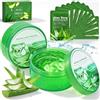 ZKONLY Aloe Vera Gel 2x300g + 10 Maschere, aloe vera puro 100% Naturale, aloe vera gel puro per Viso, Corpo e Capelli, Doposole Scottature Idratazione, Vegano e Cruelty-Free, Set Regalo Skincare Donna Uomo