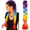 MY-LADY Extension per Treccine Africane 60cm 100g Ombre Viola/Blu/Giallo/Arancione Treccine Extension Capelli Sintetici Jumbo Braiding Hair Crochet Twist