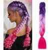 MY-LADY Extension per Treccine Africane 60cm 100g Ombre Viola/Rosa/Fucsia Treccine Extension Capelli Sintetici Jumbo Braiding Hair Crochet Twist