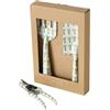 BOLTZE Blomma 2055383 - Attrezzo da giardino (3 pezzi, colore verde, in metallo, lunghezza 28 x altezza 8 x 3 cm, design floreale, paletta, forchetta per fiori, cesoie da giardino, accessori da