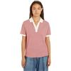 Tommy Hilfiger Maglietta Polo Maniche Corte Donna Regular Fit, Rosso (Mini Stp Fierce Red/ White), L