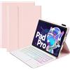 Generic Custodia con Tastiera per Lenovo Tab M10 Plus 3rd Gen 10.6 inch TB-125FU, Cover Posteriore in TPU Morbido, Tastiera Bluetooth retroilluminata magneticamente Rimovibile,Rosa