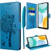 TTSWJBD Cover per Honor X5c/X5c Plus e Vetro Temperato, Blu | 3 Slot Schede, Supporto, Morbido TPU Antiurto Protezione, Pelle PU Antigraffi, Portafoglio, Magnetica Flip Case Custodia