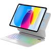 IVEOPPE Tastiera Magic per iPad A16 11 Generazione 11 2025/10 Generazione 10.9 | Cover Keyboard Touchpad Supporto Flottante, Magnetica 7 Colori Illuminato Colori Trackpad Tastiera Custodia, Bianco