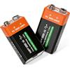 MIGAFEI Batteria ricaricabile da 9 V, 3800 mWh, agli ioni di litio, tipo C, batterie ricaricabili USB-C da 9 V, batteria agli ioni di litio a lunga durata per multimetri, rilevatori di fumo, microfoni, pedali