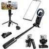 LIDOUYA Mini Bastone Selfie Magnetico, Selfie Stick 4 in 1 con Telecomando Bluetooth e Slitta a freddo, Stabilizzatore per iphone, Android, Vlog, Videochiamate e Streaming e Live