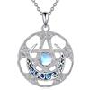 YAFEINI Collane Wiccan Pagane/Pentagramma con Pietra di Luna in Argento Aterling Celtica con Ciondolo Amuleto Gioielli da Strega Talismano Regalo per Donna Uomo (C)