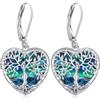 Odinstone Orecchini Albero della Vita, Cuore, Donna, Ganci Argento 925 | Orecchini cuore albero della vita, pietra di luna, ganci argento 925 e confezione regalo