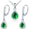 MICMIF Set Gioielli Zirconia a Goccia in Argento 925 per Donna, Orecchini Pendenti Lacrime e Collana Ciondolo Pietre zaffiro cristallo ametista rosa acquamarina rubino smeraldo