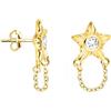 SOFIA MILANI - Orecchini da Donna in Argento 925 - Placcati in Oro e con Pietra Zircone - Orecchino a Perno a Catena di stelle - E2891