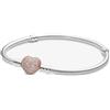 YPYC Braccialetto in argento Sterling 925 a forma di cuore con fiore rotondo e chiusura a serpente per la marcatura di gioielli con perline, 19 cm, Acetato, Nessuna pietra preziosa