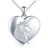 MICSAVI Collana Unicorno Medaglione portafoto in Argento 925 per Donne, Ciondolo Cuore con Unicorno Zirconi, Catena 45+5cm Collana di Foto Personalizzata per Mamma Ragazze Fidanzata