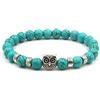 Tolldek Bracciale in pietra naturale, 8 mm, con ciondolo a forma di gufo, da donna e da uomo, in vera pietra naturale, ideale come regalo per donne, 19 cm, 19cmx8mm, Cristallo, Turchese