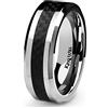 King Will Gentleman, fede nuziale da uomo, in carburo di tungsteno nero, 8 mm, intarsio in fibra di carbonio, comoda da indossare, Z(68.47mm), Titanio, Nessuna pietra preziosa