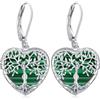 Odinstone Orecchini Albero della Vita, Cuore, Donna, Ganci Argento 925 | Orecchini cuore albero della vita, pietra di luna, ganci argento 925 e confezione regalo
